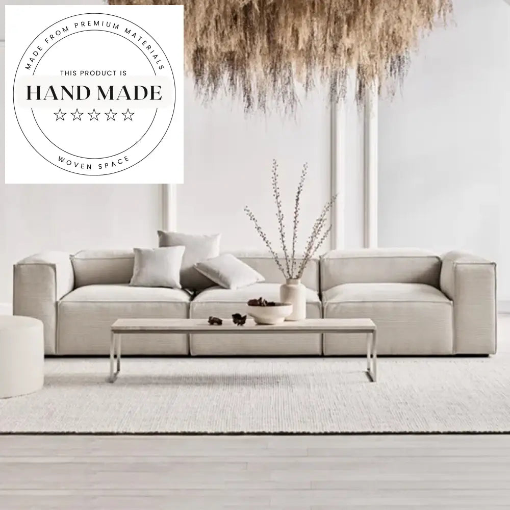 Modern Nordic Corduroy Fabric Modular Sectional Living Room Bean Bag Sofa