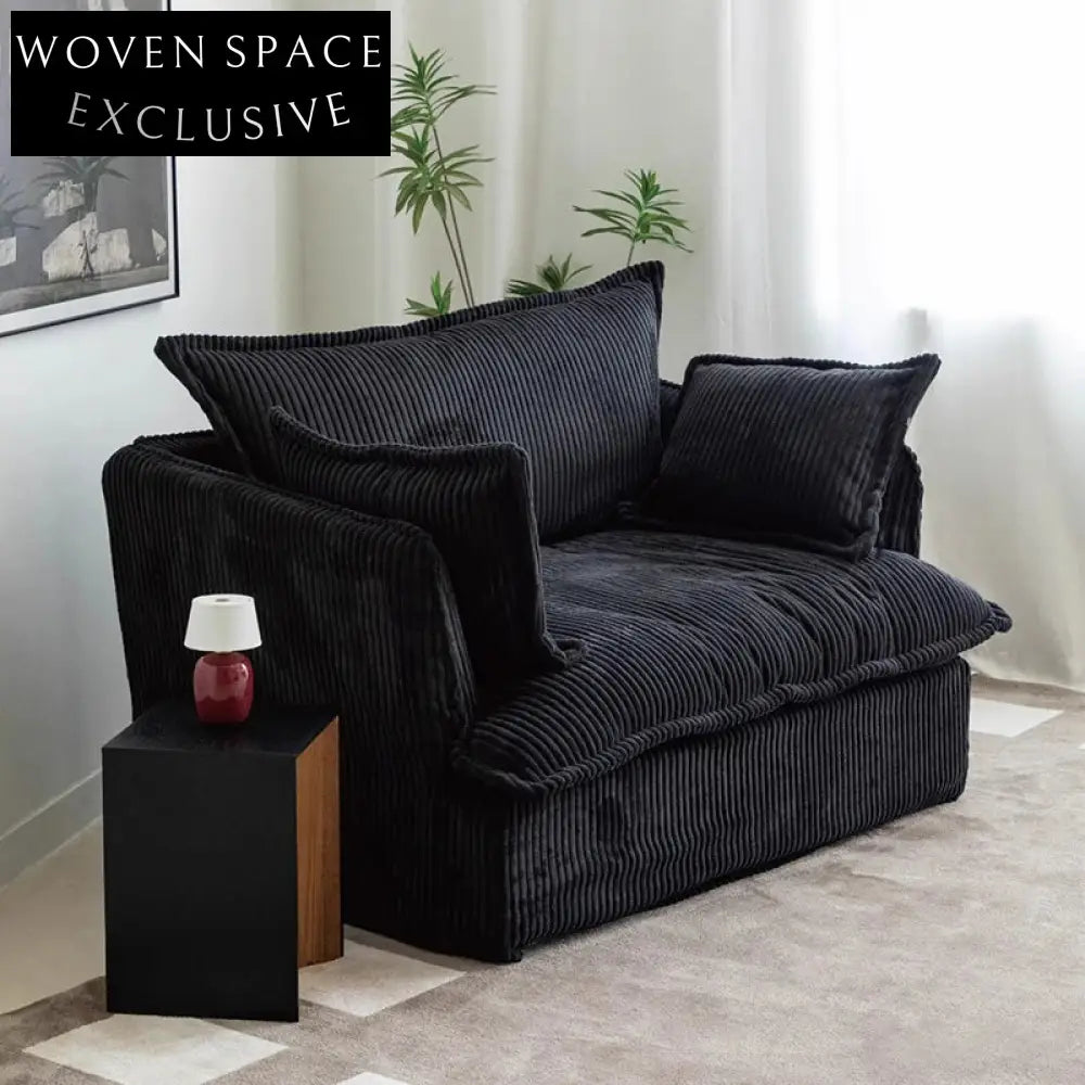 Modern Nordic Corduroy Sectional Sofa, Latex-Filled Modular Living Room Sofa