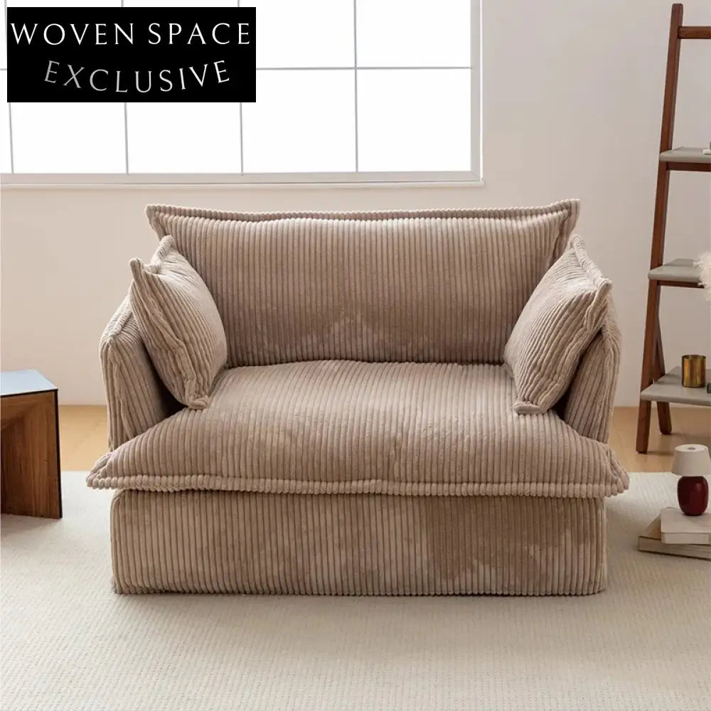 Modern Nordic Corduroy Sectional Sofa, Latex-Filled Modular Living Room Sofa