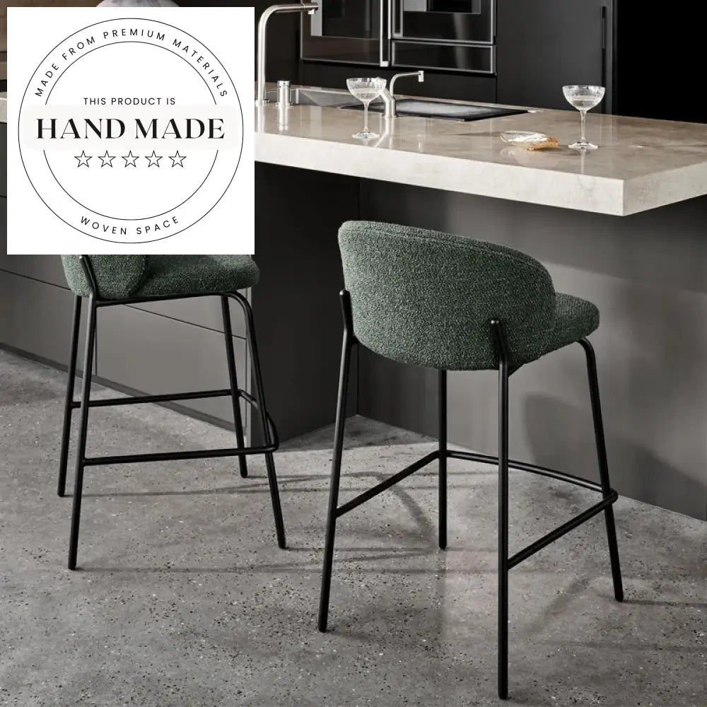 Modern Nordic Counter Height Metal Leg Upholstered Bar Stool