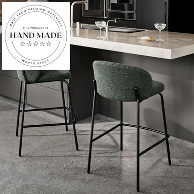 Modern Nordic Counter Height Metal Leg Upholstered Bar Stool