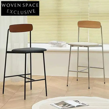 Modern Nordic Counter Height PU Leather Metal Frame Kitchen Bar Stool