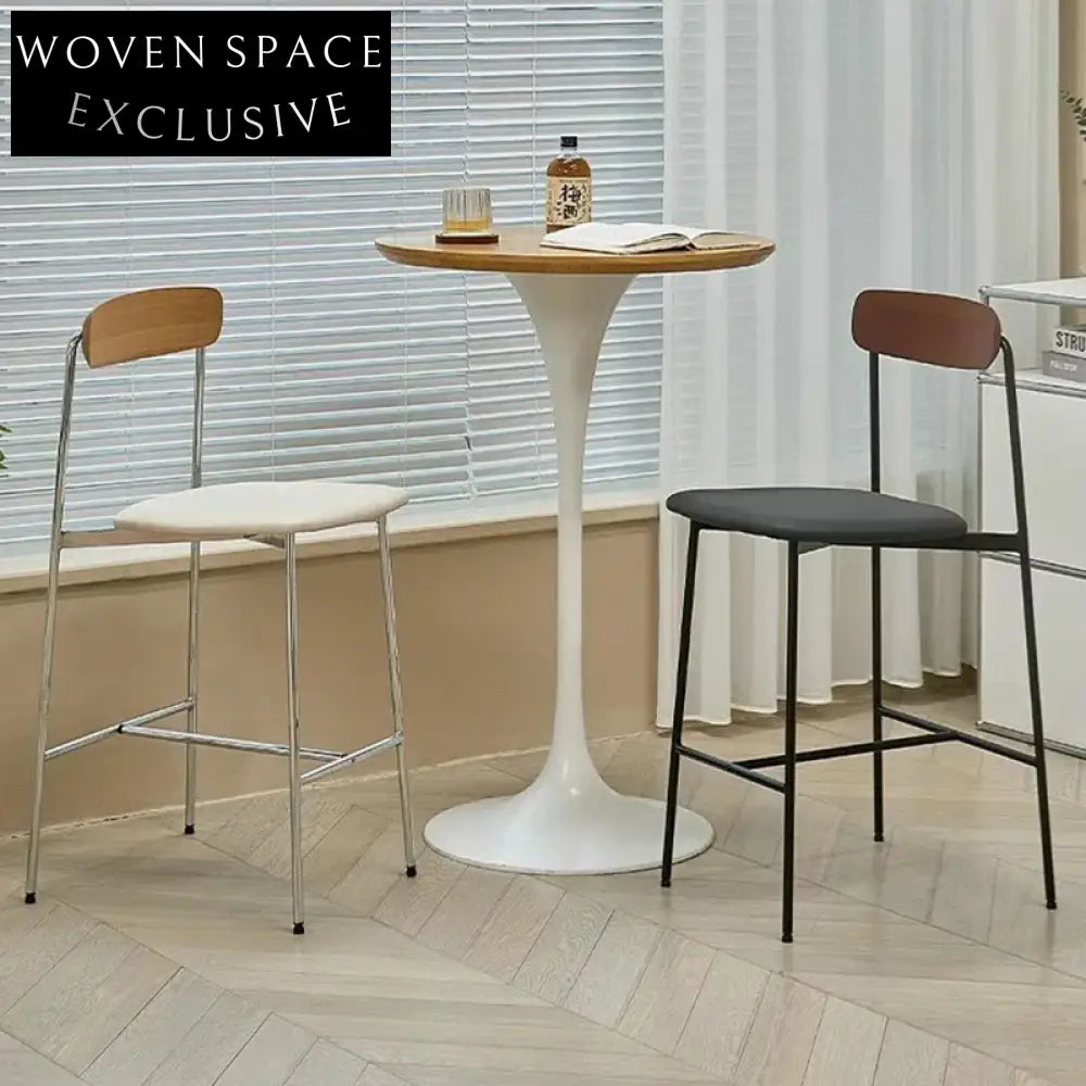 Modern Nordic Counter Height PU Leather Metal Frame Kitchen Bar Stool