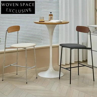 Modern Nordic Counter Height PU Leather Metal Frame Kitchen Bar Stool