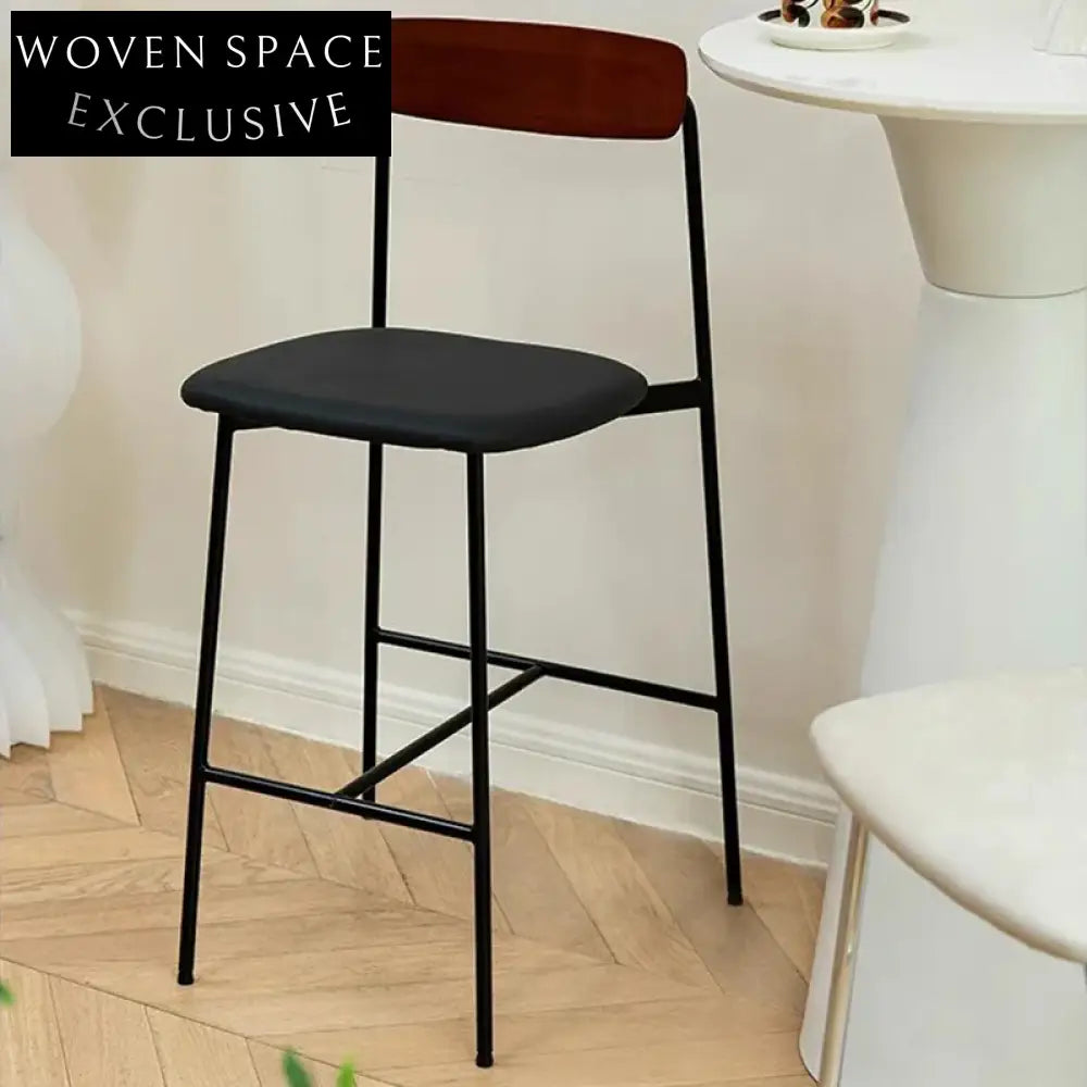 Modern Nordic Counter Height PU Leather Metal Frame Kitchen Bar Stool