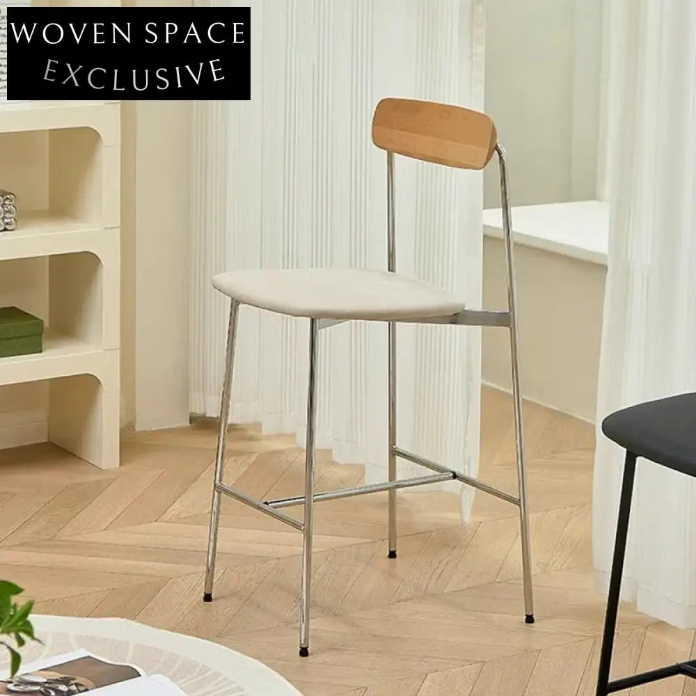 Modern Nordic Counter Height PU Leather Metal Frame Kitchen Bar Stool