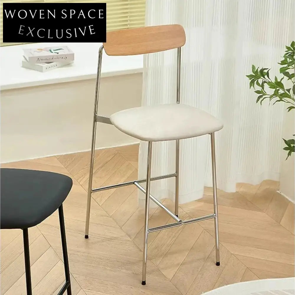 Modern Nordic Counter Height PU Leather Metal Frame Kitchen Bar Stool
