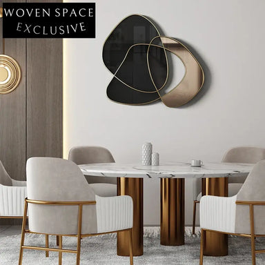 Modern Nordic Curved Metal Wall Art Decor: Aesthetic Gold & Black Sculpture