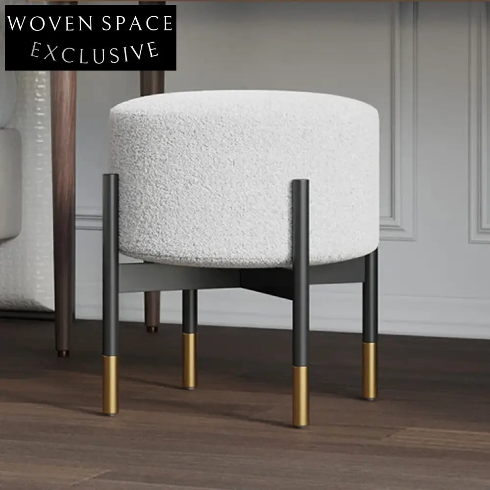 Modern Nordic Design Lamb Wool Living Room Accent Ottoman Stool