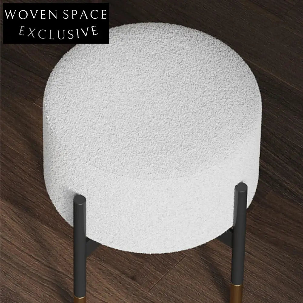 Modern Nordic Design Lamb Wool Living Room Accent Ottoman Stool