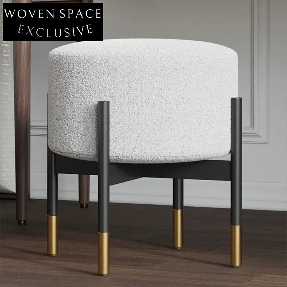 Modern Nordic Design Lamb Wool Living Room Accent Ottoman Stool