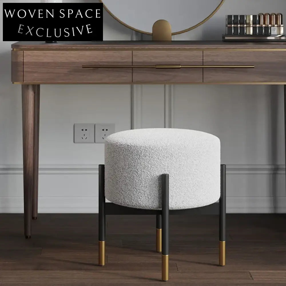 Modern Nordic Design Lamb Wool Living Room Accent Ottoman Stool