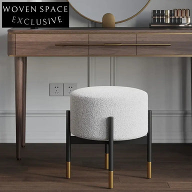 Modern Nordic Design Lamb Wool Living Room Accent Ottoman Stool