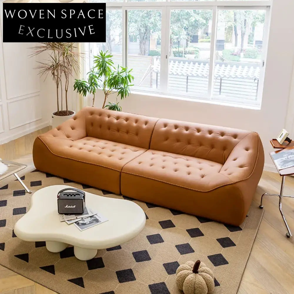 Modern Nordic Design Low Profile Sectional Leather Sofa for Living Room