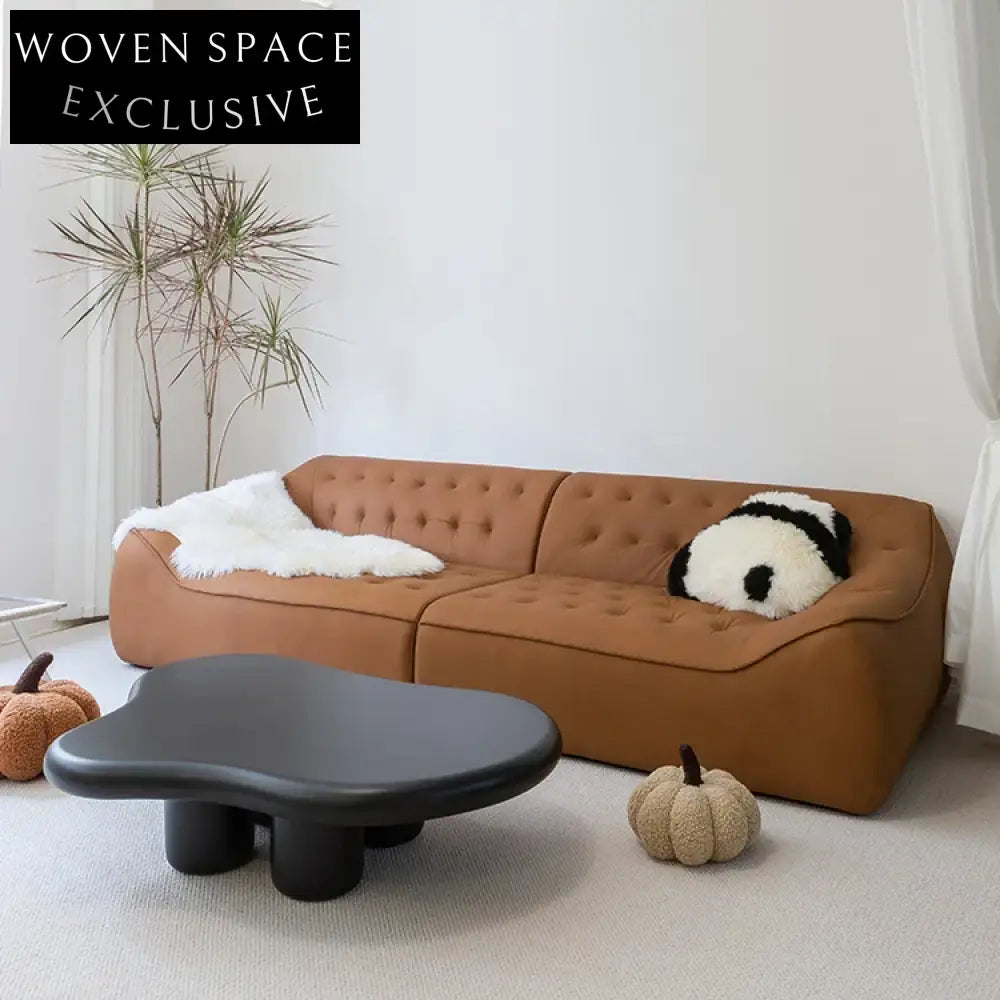 Modern Nordic Design Low Profile Sectional Leather Sofa for Living Room