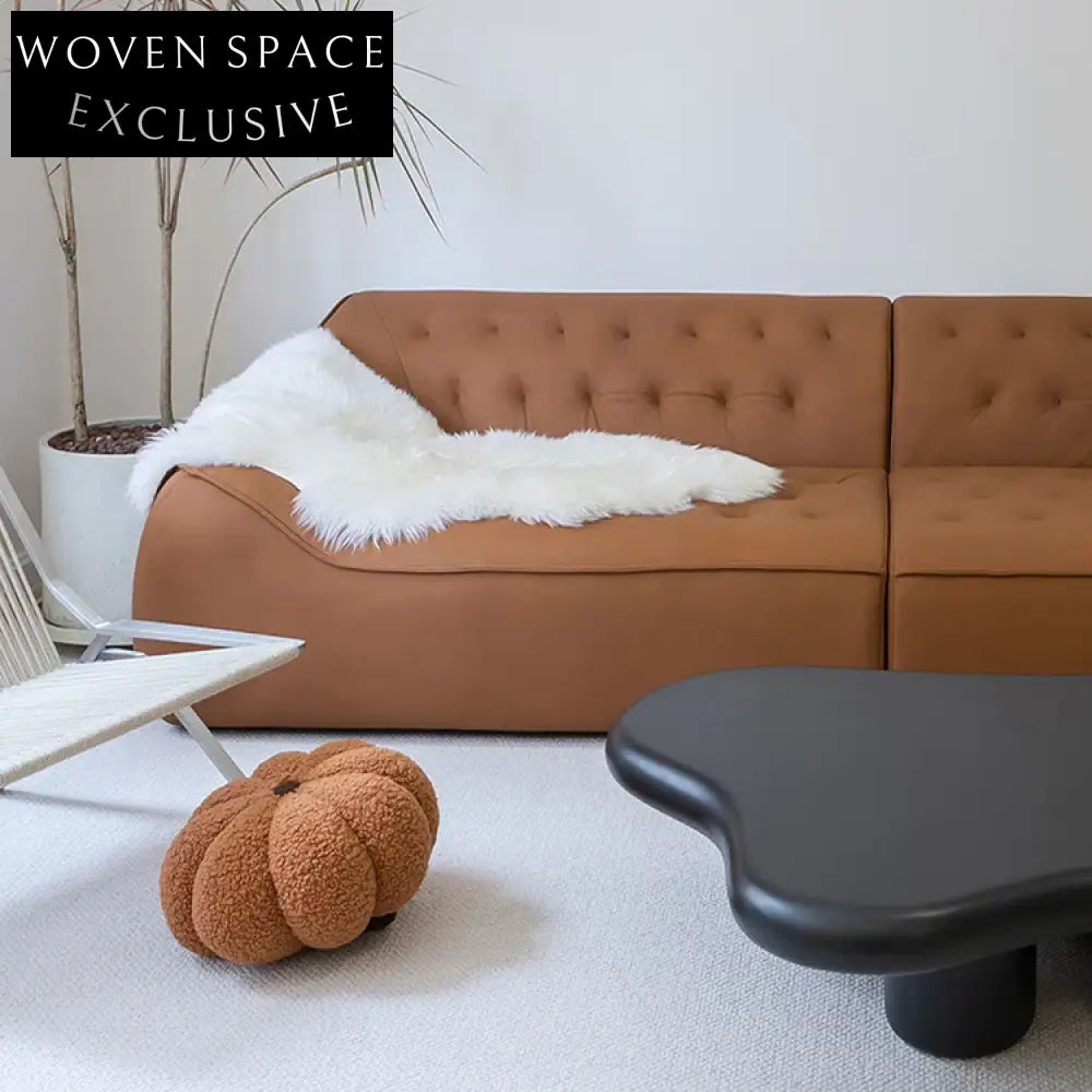 Modern Nordic Design Low Profile Sectional Leather Sofa for Living Room