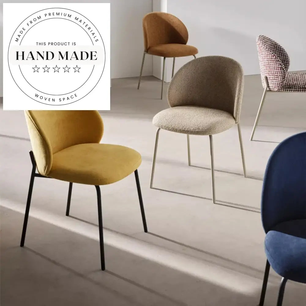 Modern Nordic Designer Fabric Metal Dining Chair for Kitchen & Cafe