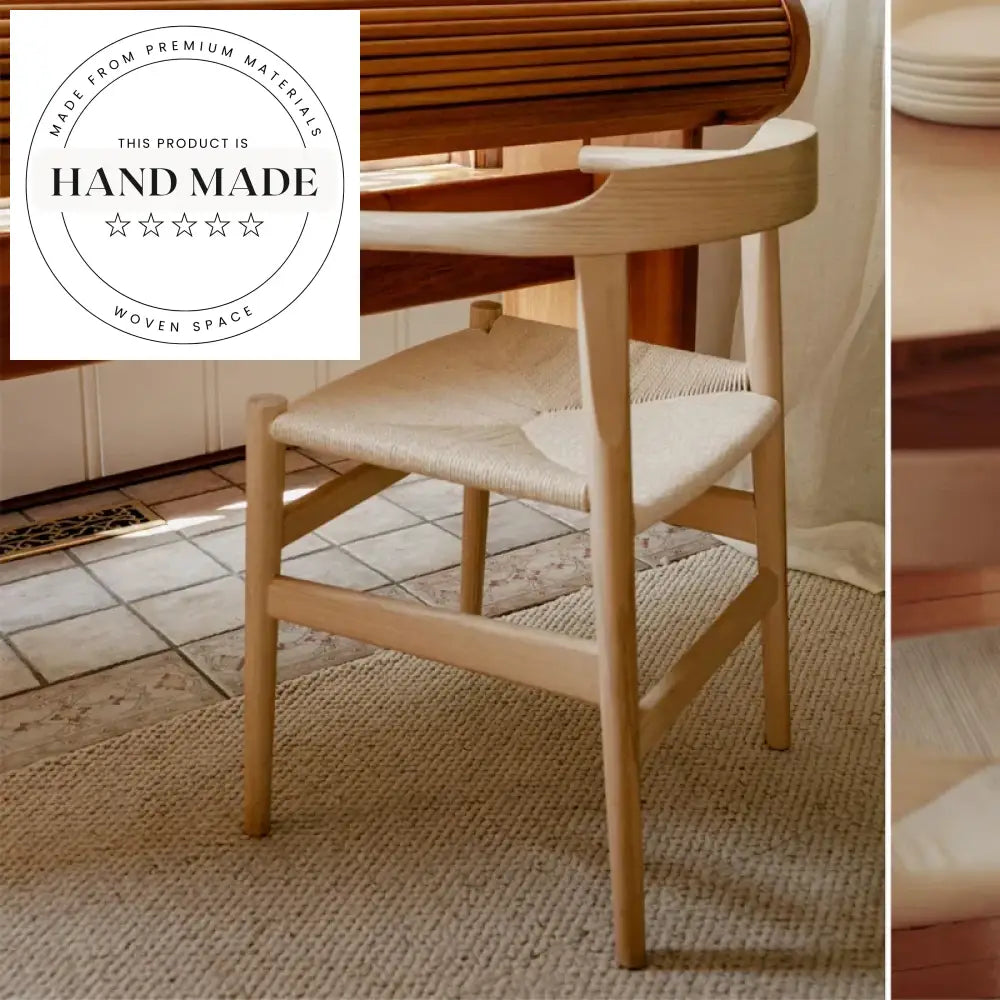 Modern Nordic Designer Wooden Kitchen Dining Room Chair with Paper Rope