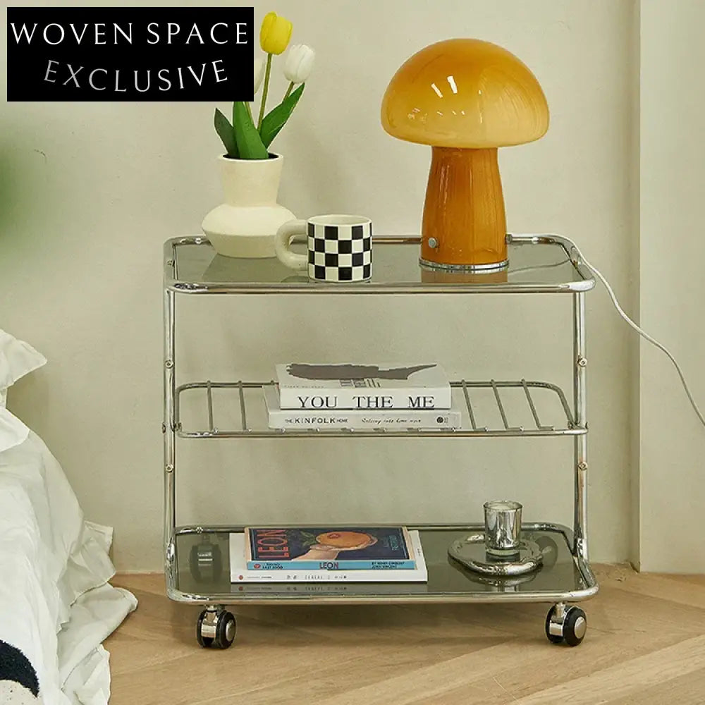 Modern Nordic Double Layer Glass Top Metal Frame Living Room Coffee Table