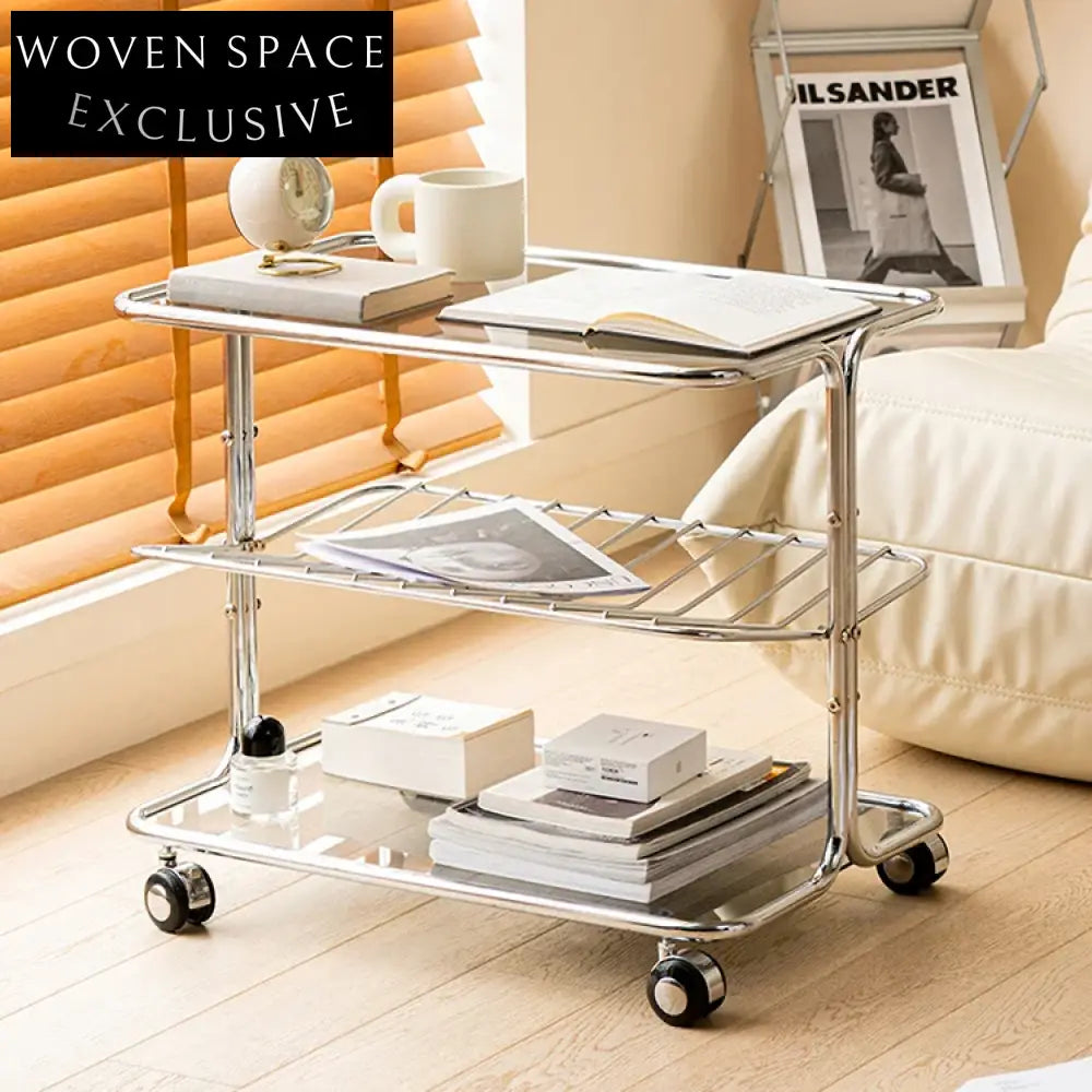 Modern Nordic Double Layer Glass Top Metal Frame Living Room Coffee Table