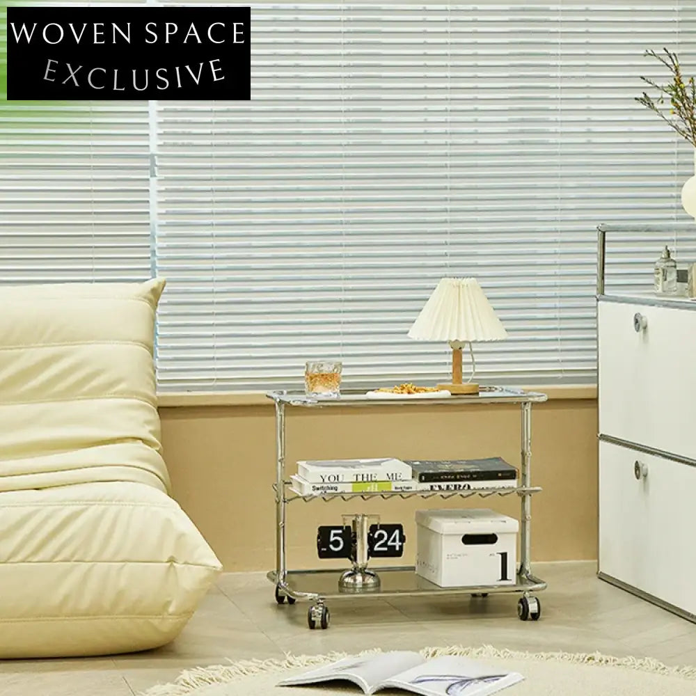 Modern Nordic Double Layer Glass Top Metal Frame Living Room Coffee Table