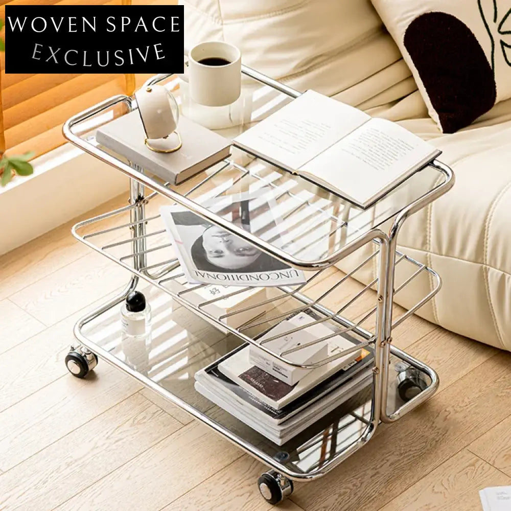 Modern Nordic Double Layer Glass Top Metal Frame Living Room Coffee Table