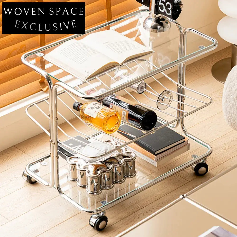 Modern Nordic Double Layer Glass Top Metal Frame Living Room Coffee Table