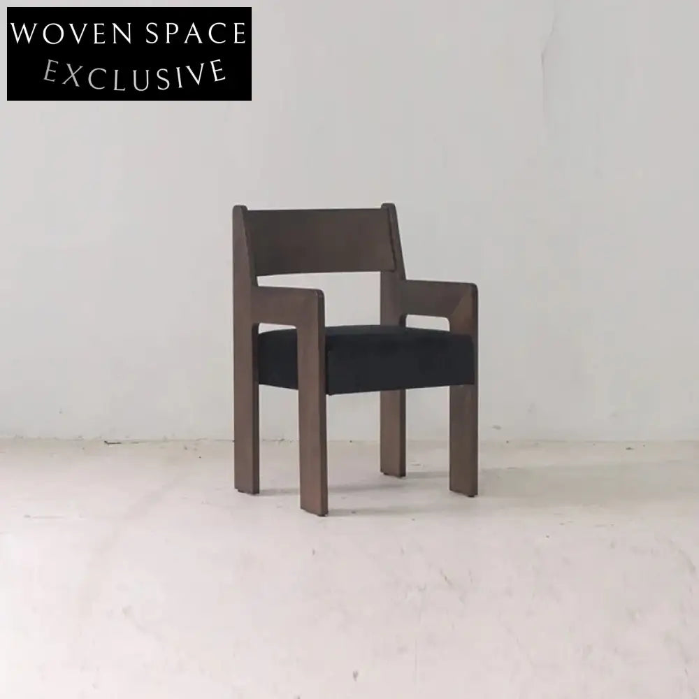 Modern Nordic Fabric Dining Chair with Wood Frame and Armrests for Home