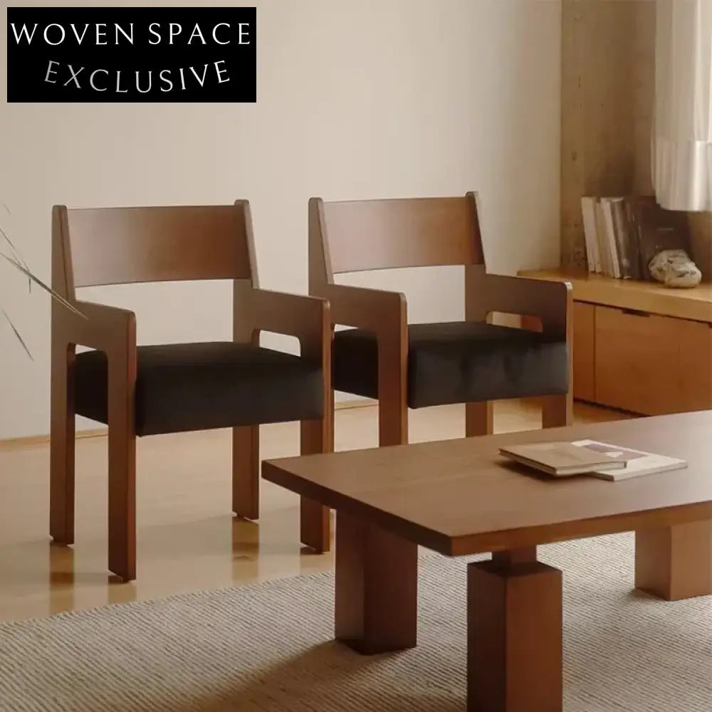 Modern Nordic Fabric Dining Chair with Wood Frame and Armrests for Home