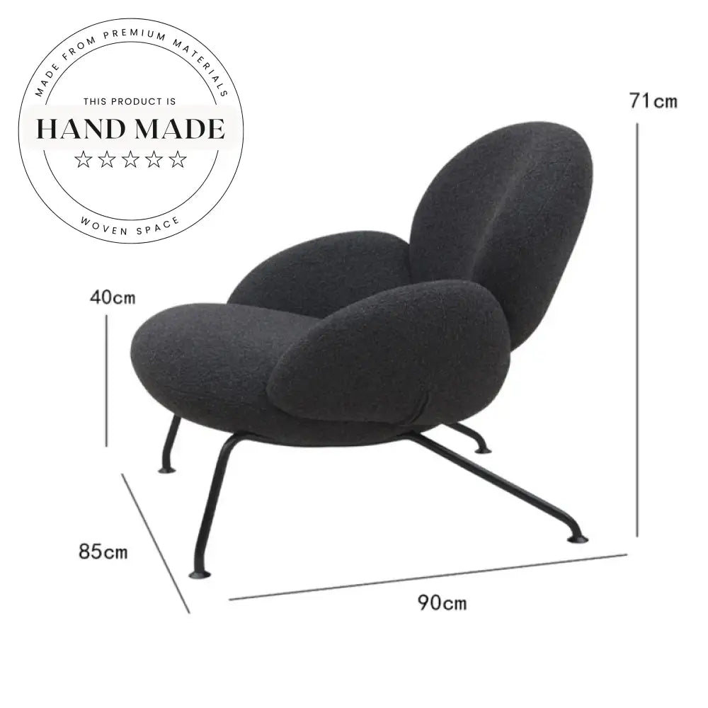 Modern Nordic Fabric Lounge Chair with Metal Legs