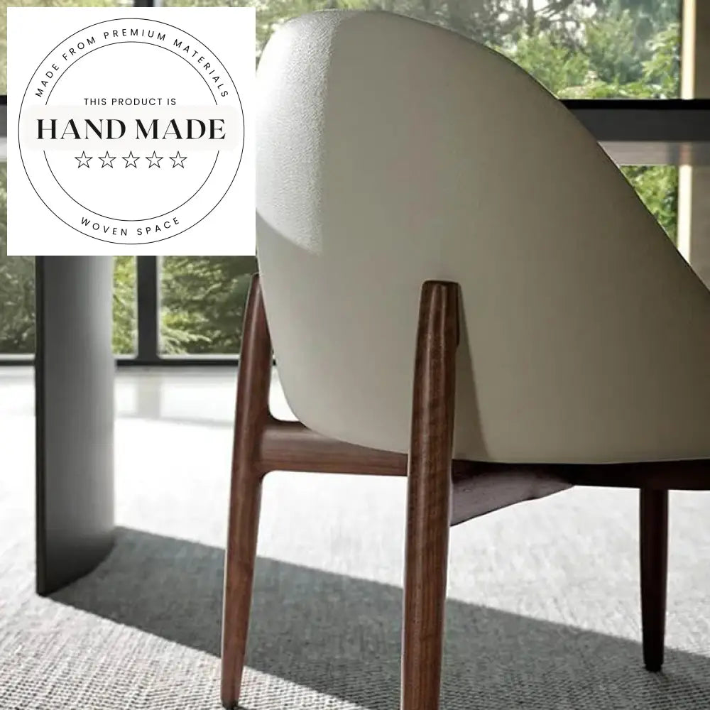 Modern Nordic Fabric Seat with Solid Wood Legs Dining Chair