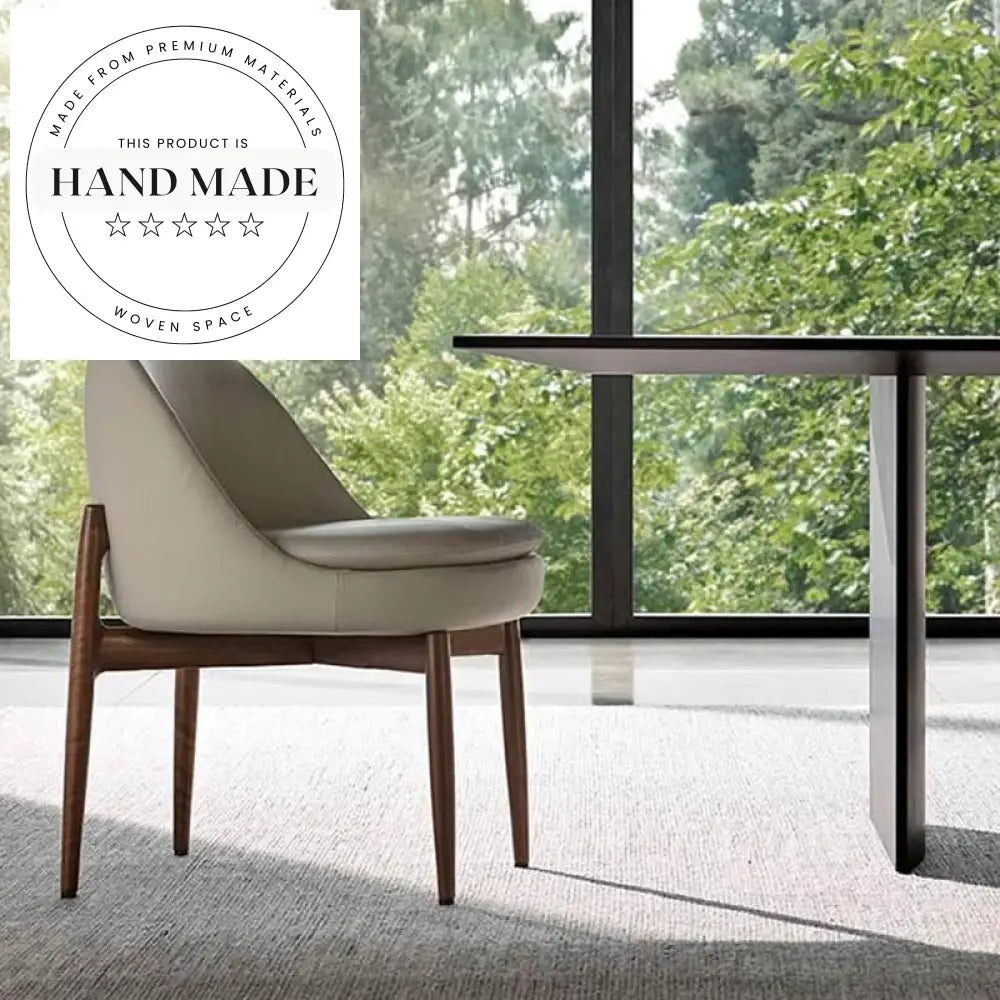 Modern Nordic Fabric Seat with Solid Wood Legs Dining Chair