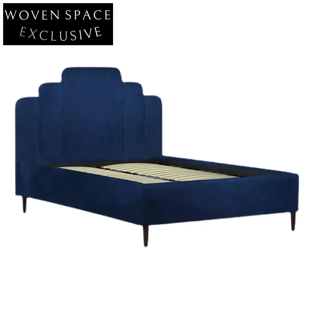 Modern Nordic Fabric Upholstered Double Bed Frame - Light Luxury Bedroom Furniture