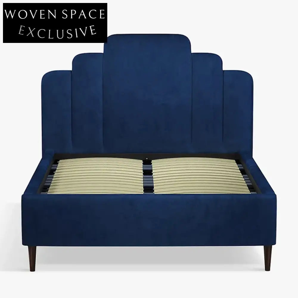 Modern Nordic Fabric Upholstered Double Bed Frame - Light Luxury Bedroom Furniture