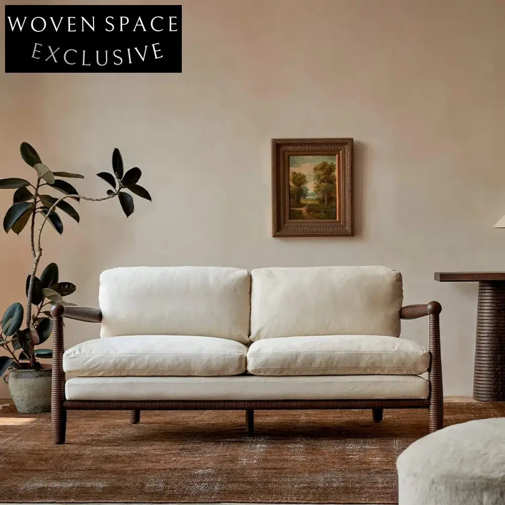 Modern Nordic Fabric Upholstered Solid Wood Living Room Sofa