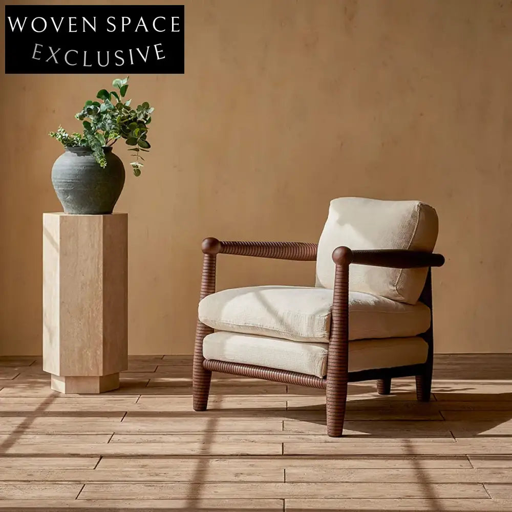 Modern Nordic Fabric Upholstered Solid Wood Living Room Sofa