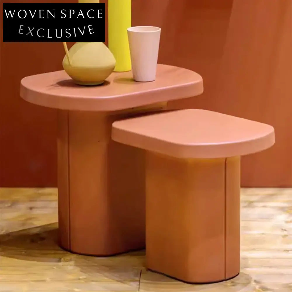 Modern Nordic Fiberglass Round Coffee Table Set for Living Room Lounge