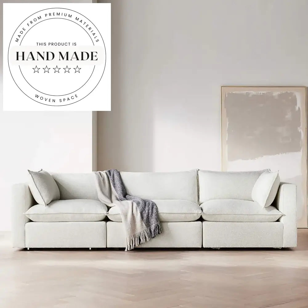 Modern Nordic Flax Fabric Sectional Corner Living Room Sofa