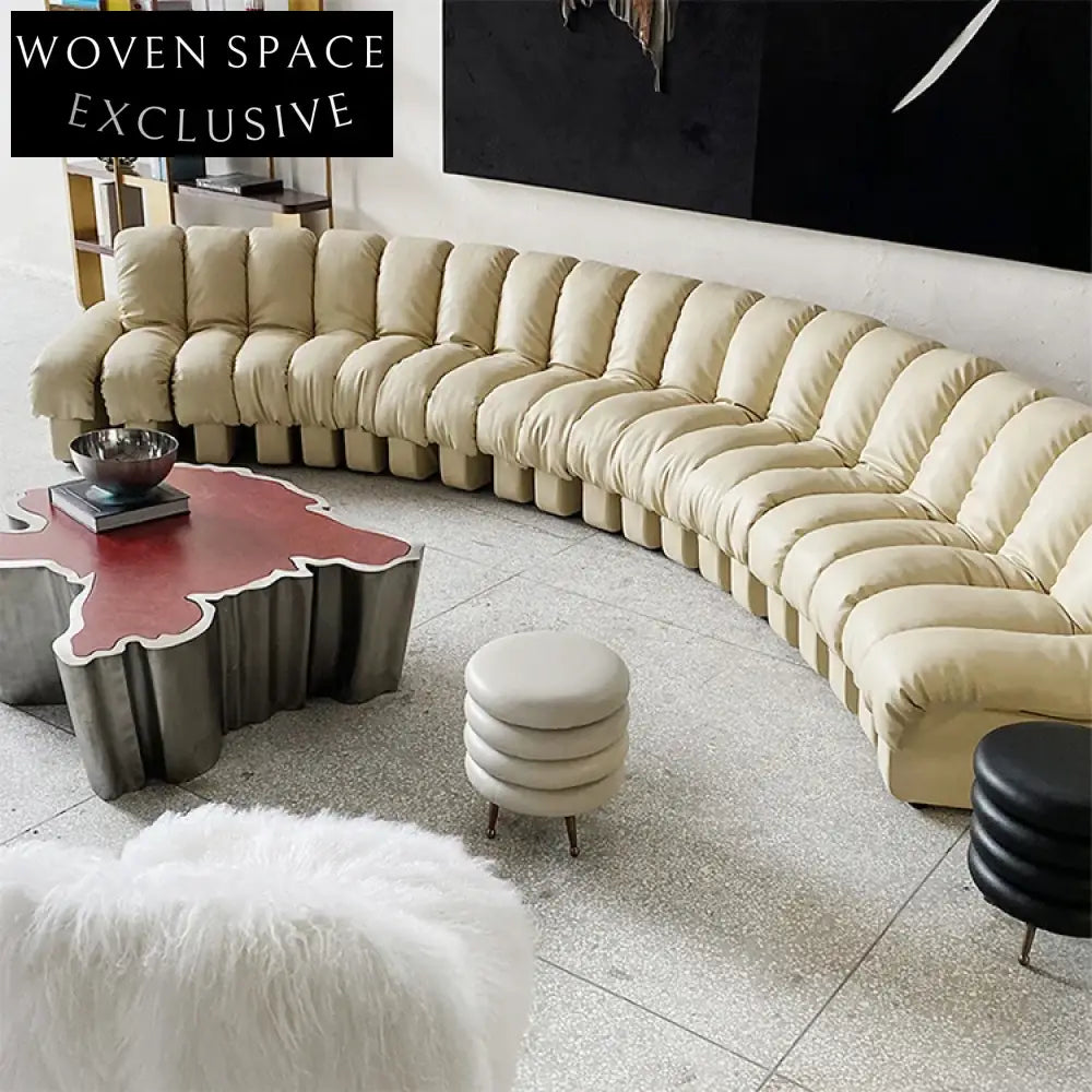 Modern Nordic Flexible Sectional Sofa with Microfiber Leather Upholstery Couch