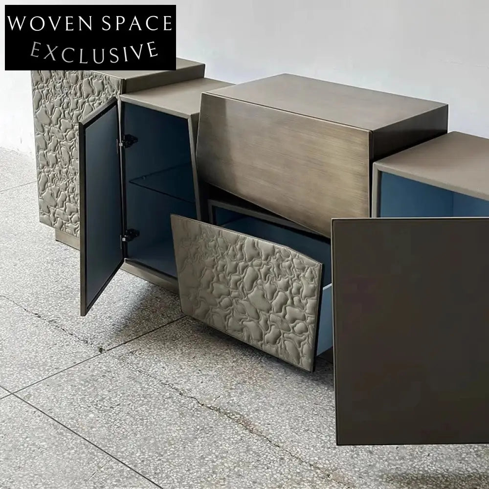 Modern Nordic Floating Block Design Storage Side Cabinet for Living Room Bedroom