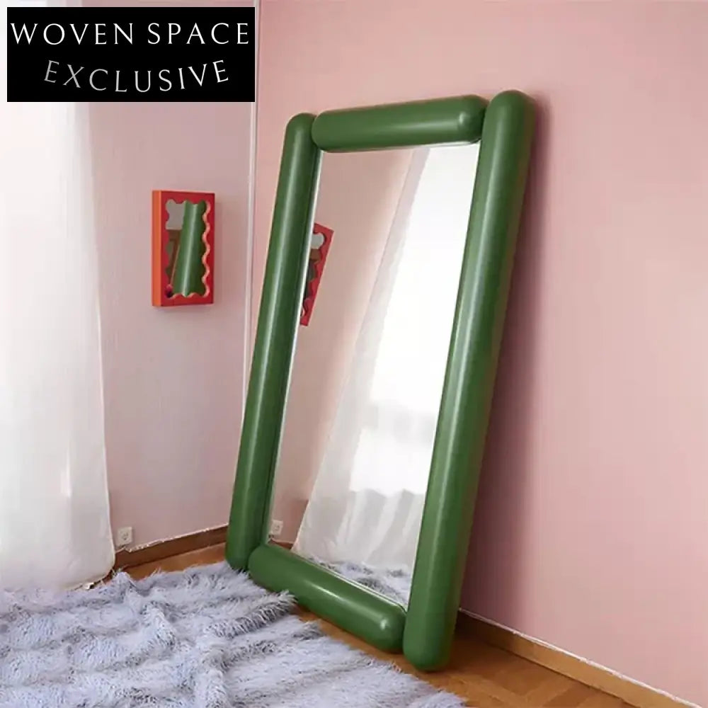 Modern Nordic Full Length Floor Mirror, Large Rectangle Wood Frame for Bedroom