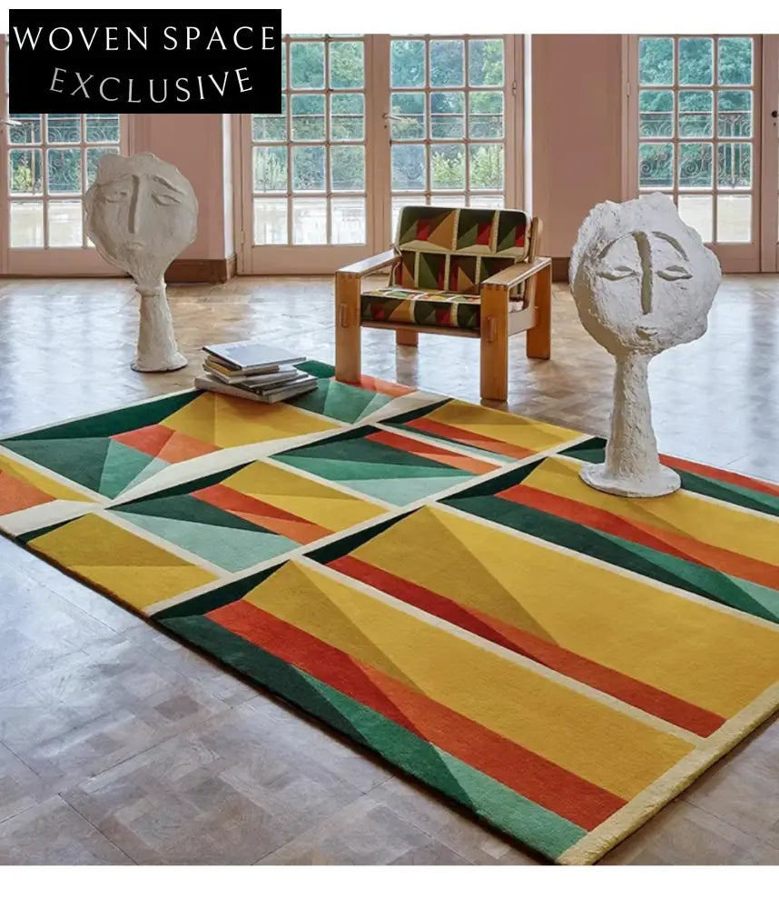 Modern Nordic Geometric Polyester Area Rug for Living Room & Bedroom