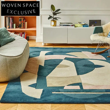 Modern Nordic Geometric Wool Rug - Abstract Art Area Carpet for Living Room Bedroom