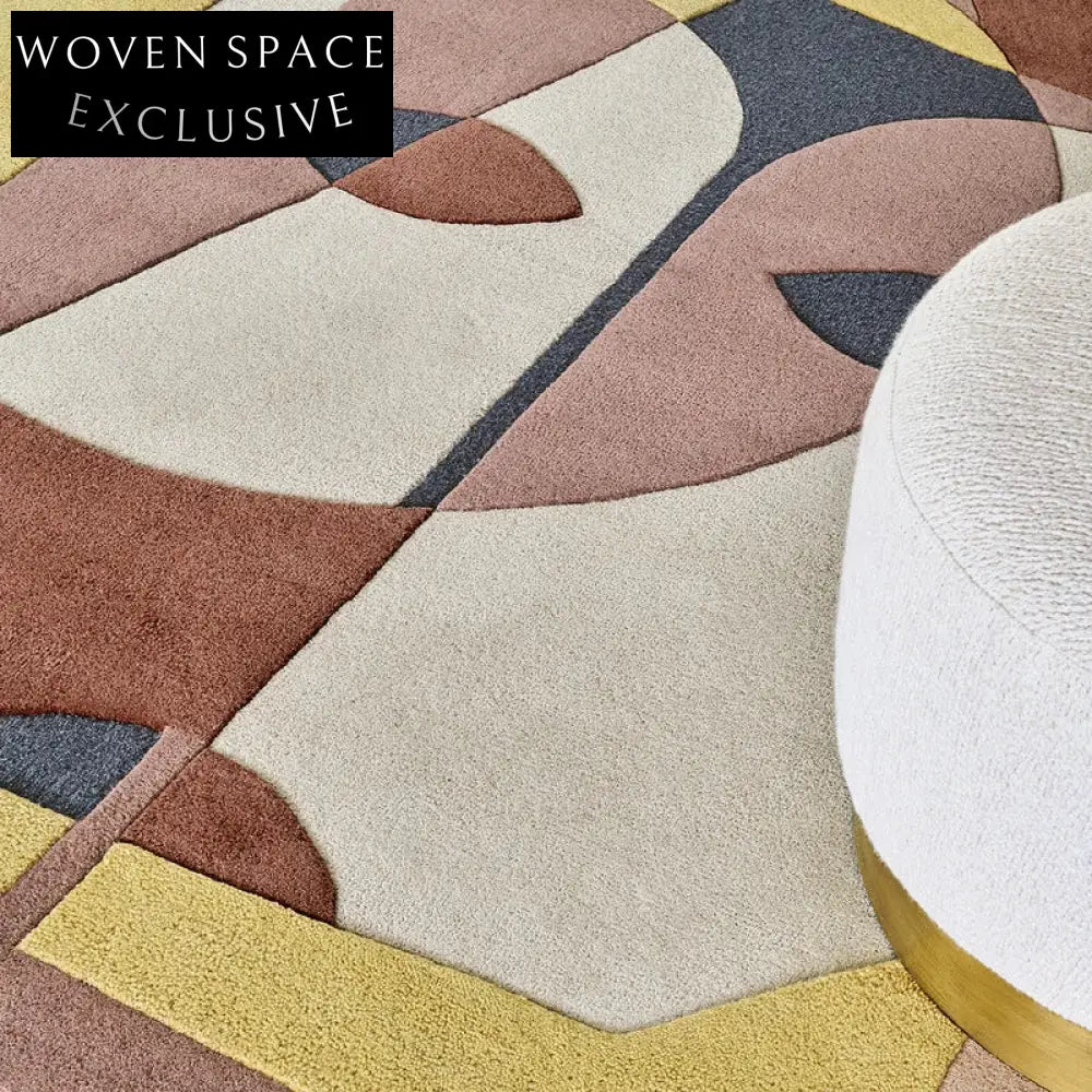 Modern Nordic Geometric Wool Rug - Abstract Art Area Carpet for Living Room Bedroom