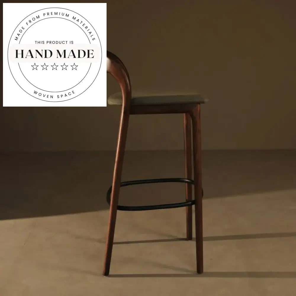 Modern Nordic High Back Solid Wood Bar Chair with Fabric Cushion