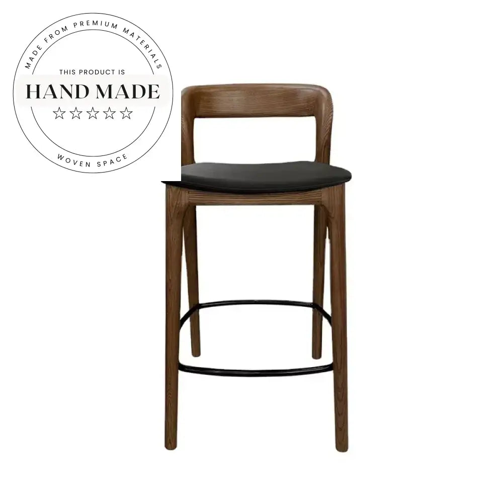 Modern Nordic High Back Solid Wood Bar Chair with Fabric Cushion