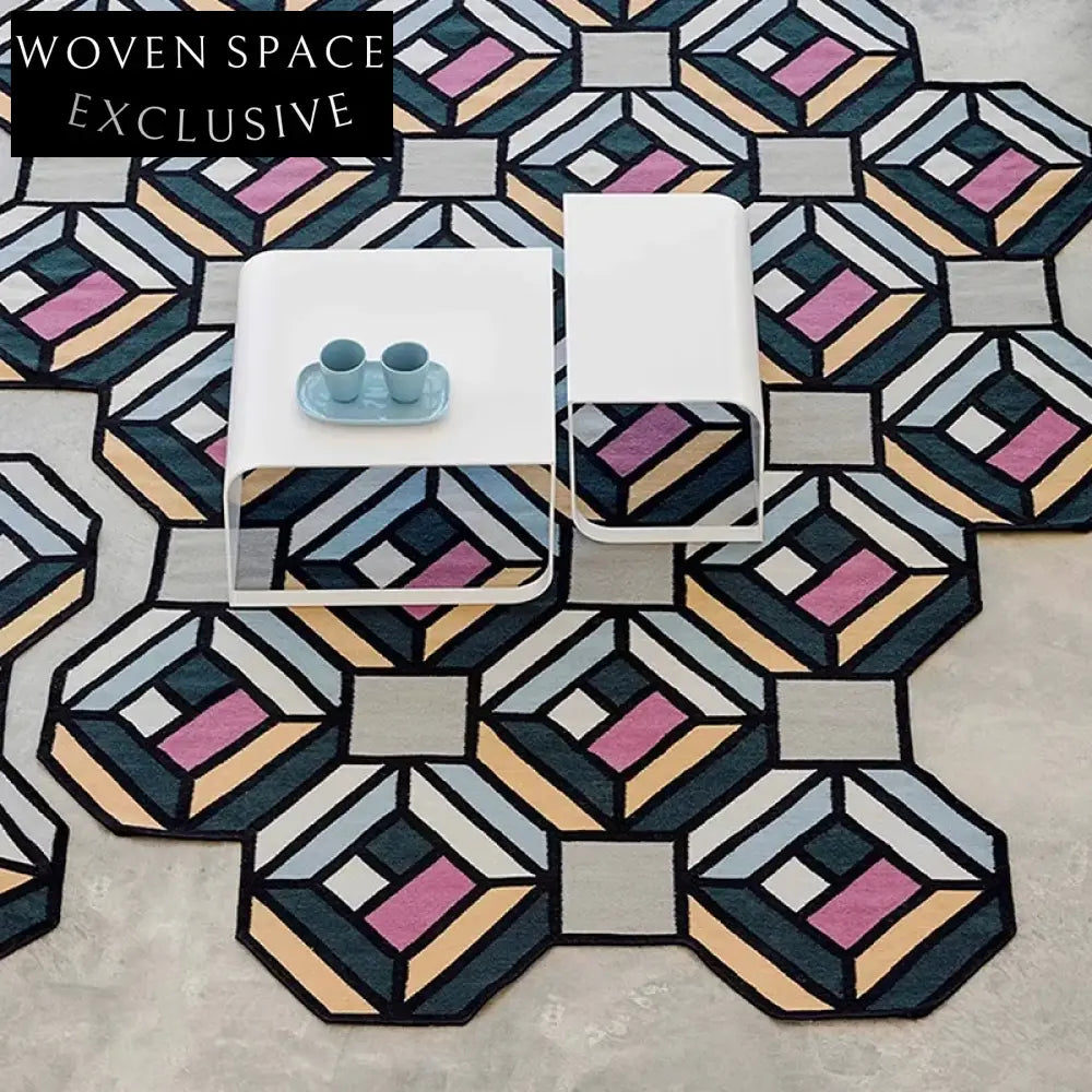 Modern Nordic Ins Style Luxury Geometric Polyester Bedside Blanket Area Rug