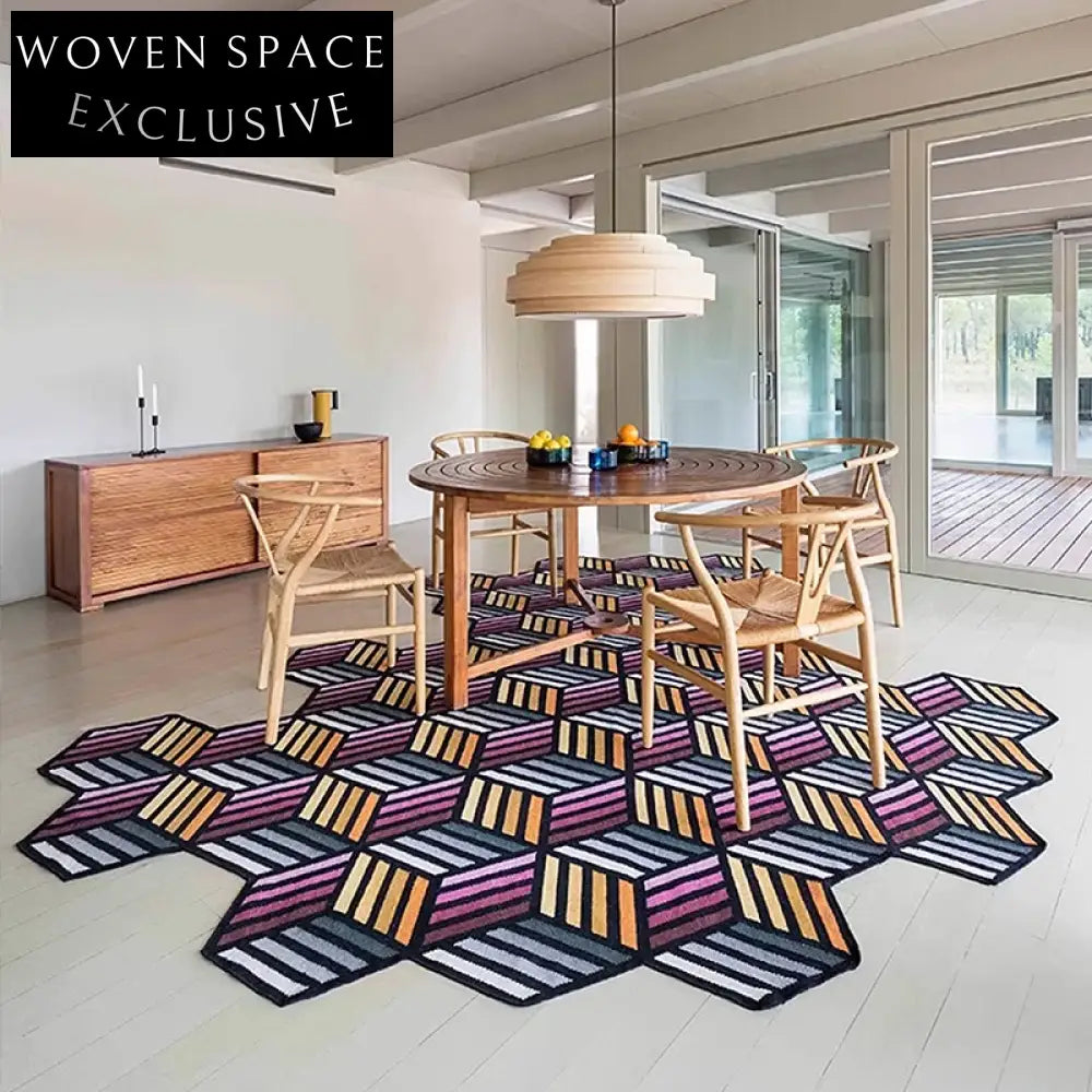 Modern Nordic Ins Style Luxury Geometric Polyester Bedside Blanket Area Rug