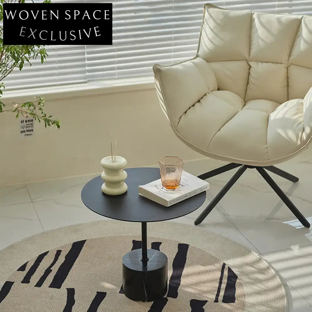 Modern Nordic Iron Art Marble Round Side Table for Living Room Decor