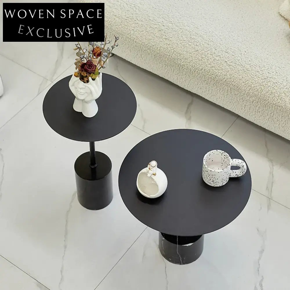 Modern Nordic Iron Art Marble Round Side Table for Living Room Decor